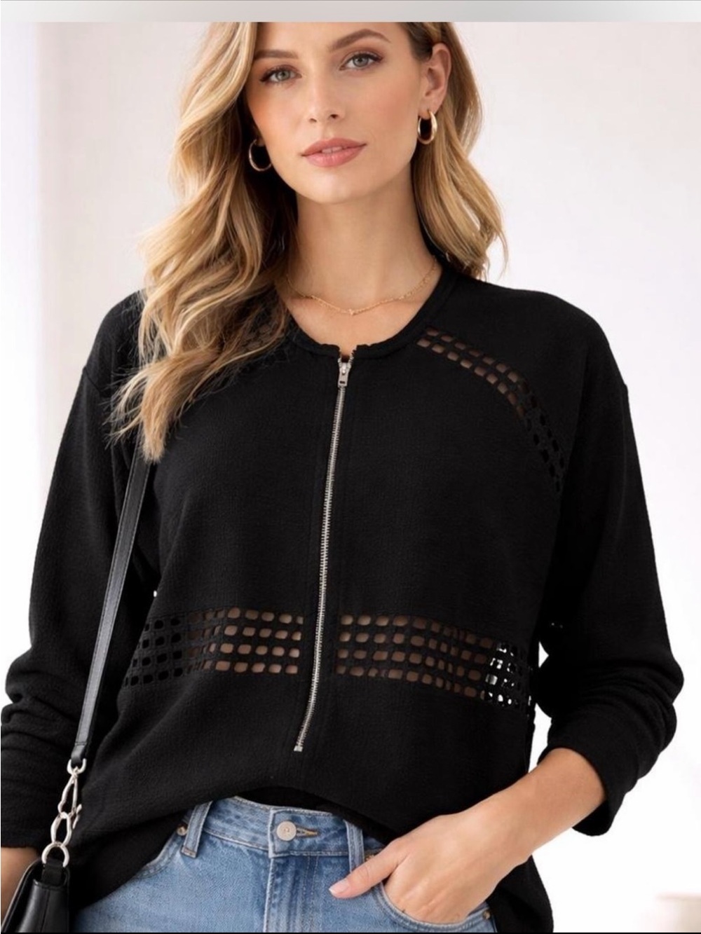 IRO Black Zip-Front Cutout Top/Jacket